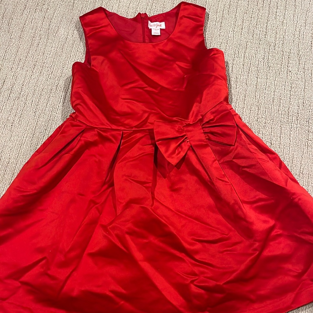 Red silk dress with bow